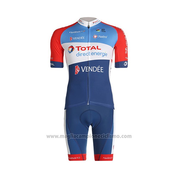 2021 Abbigliamento Ciclismo Direct Energie Blu Rosso Bianco Manica Corta e Salopette